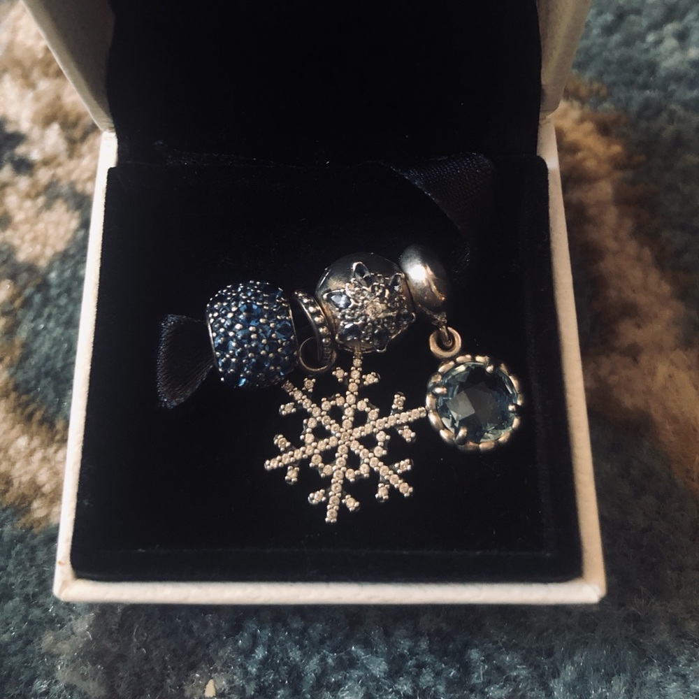 Authentic Pandora Winter Snowflake Blue Charm Set